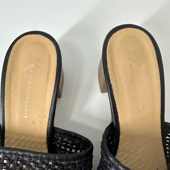 Anthropologie Black Woven Heeled Sandals Size 7.5 - Picture 3 of 9